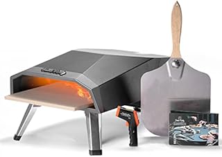 Bakebros by Foodparty Outdoor Pizza Oven (Titan Gray) Portable Gas-Fired Outside Ovens with Pizzas Peel, Stone, Infrared Thermometer, Recipe and Carry Cover Bag