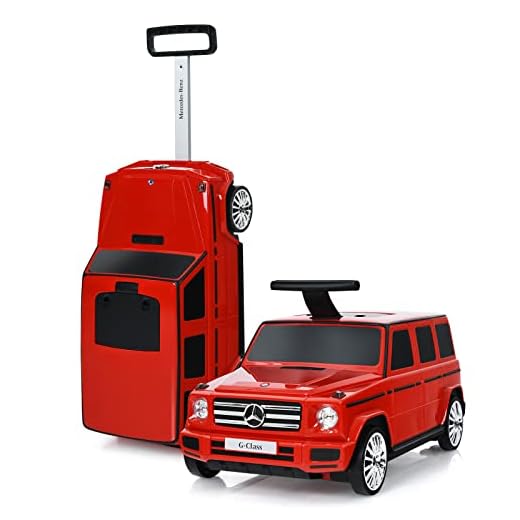 COSTWAY Maleta Montable, Maleta de Viaje con 6 Ruedas para Niños, Maleta y Coche 2 en 1 para Viajar e IR a la Escuela, Ideal para Niños 2-6 Años (Rojo)