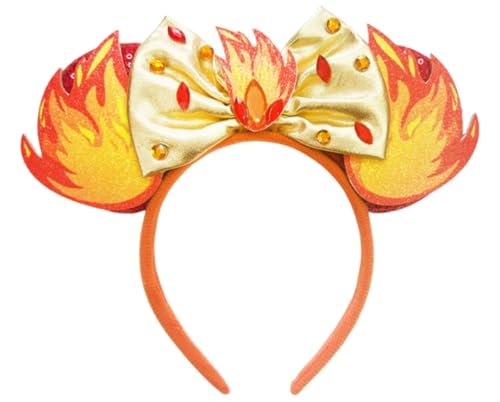 CLGIFT Princess Minnie Ears,Pick your color, Flower Minnie Ears, Floral minnie ears, Purple Sparkle Mouse Ears (Elemental Ember)