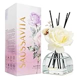 Diffuseur de Parfum Fleurs Blanches, Diffuseur Parfum Maison avec 7 Bâtonnets Diffuseur Parfum, Decoration pour Chambre, Salon, Salle de Bain, Bureau