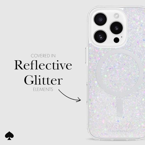 Image of kate spade new york iPhone 16 Pro Case - Chunky Glitter Iridescent | Compatible w /MagSafe - Lightweight Designer Case for iPhone 16 Pro w /Anti-Scratch Coating & Chunky Glitter Iridescent Design