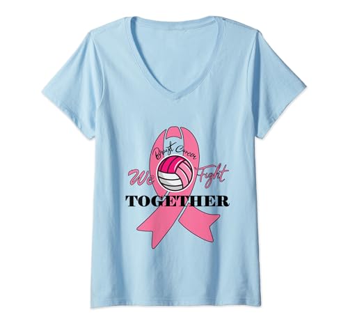 Juntos Luchamos contra el Cáncer de Mama Awarenes Voleibol Pink Out Camiseta Cuello V