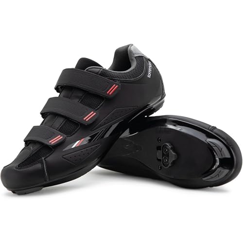 Tommaso Strada 100 Ready-to-Ride Mens SPD Cycling Shoes with Pre-Installed SPD Cleats, Works for Most Road Bikes & Indoor Spin Studios—Wide Cycling Shoes for Mens Bicycle—3 Hook & Loop—Size 12US—46EU