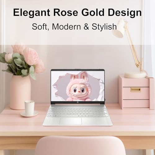 Image of HP 15.6 inch Business & Student Laptop • Microsoft Office 365 • 8GB RAM • 256GB PCle SSD • Quick Setup, Lightweight • Windows 11, Rose Gold