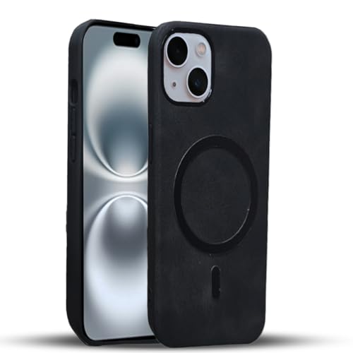 Image of Genuine Leather Finish iPhone 13 Back Cover Case | Shockproof Design | Raised Edges for Camera & Screen Protection | Stunning Design Back Case Cover for iPhone 13 (Black)