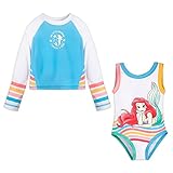 Disney The Little Mermaid Swimsuit and Rash Guard Set for Girls, Size 5/6 Multicolored