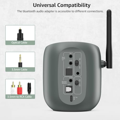 1Mii DS70 Bluetooth 5.3 TV Transmitter for 2 Headphones/Speakers w/ Screen - image 6