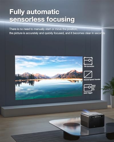 Image of TOPTRO HQ5 1080p Native Resolution Projector for Home 4K Support, 12000 Lumen (1100 ANSI) Auto (Focus+Keystone+Screen Fit) WiFi 6 Inbuilt Netflix PrimeVideo Hotstar 10W Speaker 300 inch Max Display