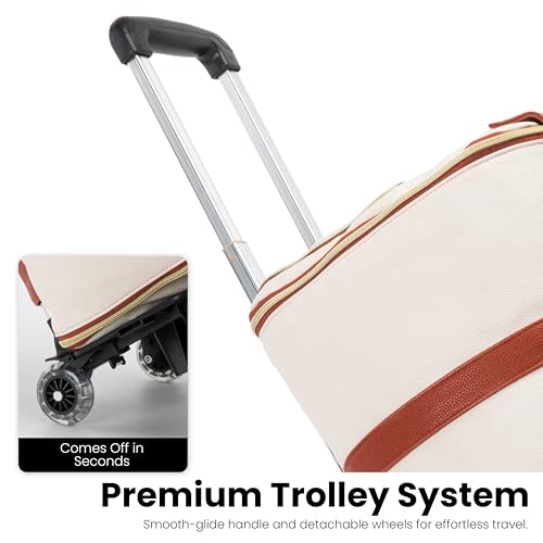 LUHXE Travel Convertible Carry On Garment Roller Bag with Shoe Pouch & Detachable Shoulder Strap – Snow - Image 4