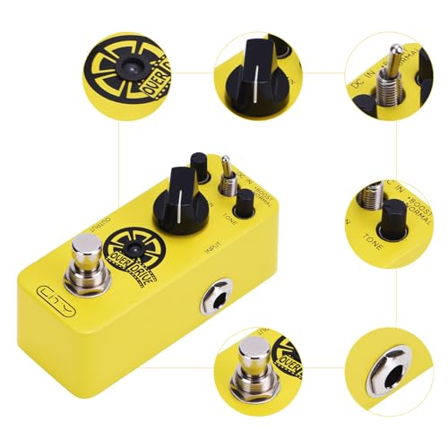 Pédale de guitare overdrive HUIOP mini avec modes normal boost et true bypass