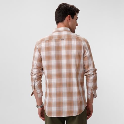 Image of BASICS 100% Cotton Checked Shirt for Men | Slim Fit | Everyday Smart Casual Wear | Full Sleeve