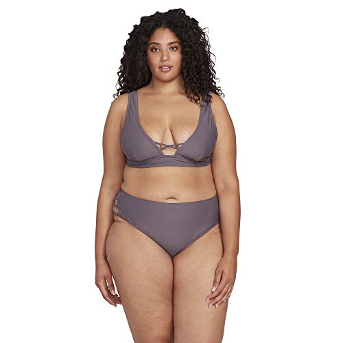 Haut de maillot de bain halter Volcom Simply Solid noir pour femme