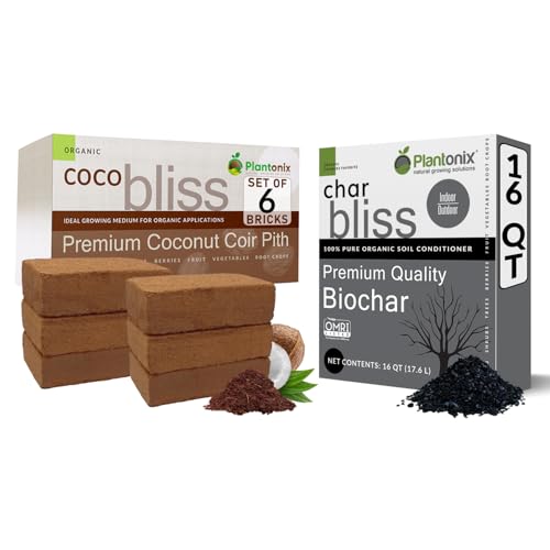 Coco Coir 650gm Bricks (6-Pack) + Char Bliss (16 Qts)