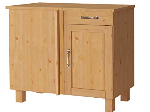 Loft24 A/S 1-TRG. Unterschrank Küchenunterschrank Küchenschrank Kiefer massiv 1 Schublade (gebeizt geölt) Cover