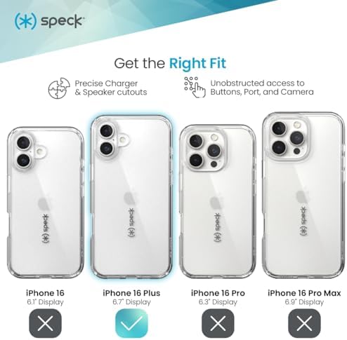 Speck Clear iPhone 16 Plus Case - Slim GemShell Crystal Clear Phone Case