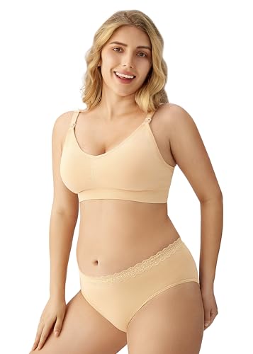 HBselect Women Maternity Bras 5 Pack Nursing Bras for Breastfeeding Seamless Pregnancy Sleep Bralette with Extra Extenders