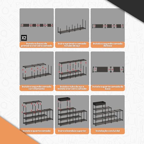 Sapateira Armário Organizador Dobrável 14 Prateleiras Resistente