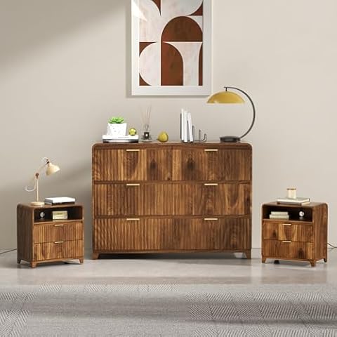 Hretanant Walnut 3-Piece Bedroom Dresser Set Cover