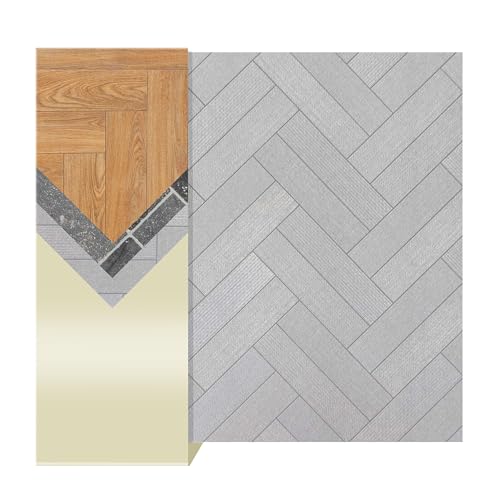 Primaflor PVC Bodenbelag - PVC Boden Meterware - Vinylboden - Vinylbodenbelag - Anti-Rutsch Oberfläche - Verbesserte Raumakustik - AKUSTIK-TEX - Fliese Fischgrät weiß 009L - MUSTERSTÜCK