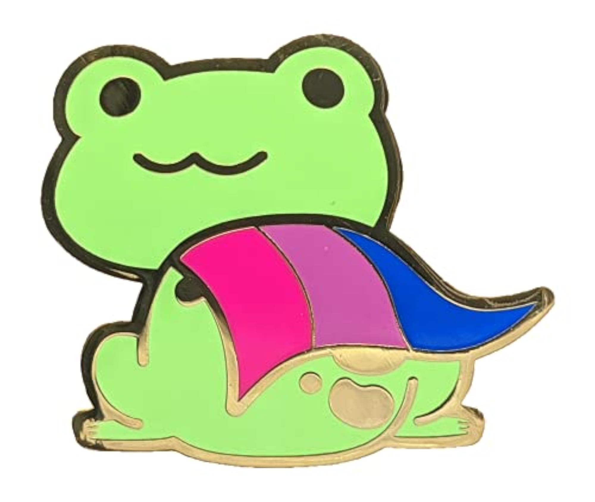 Bisexual Pride Chibi Superhero Frog Enamel Pin, Subtle Pride Jewelry