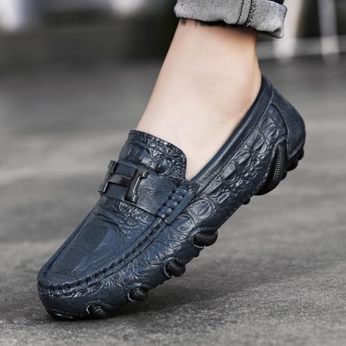 Mens Genuine Cowhide Loafers Slip - Ons, Casual Driving Flat Walking Octopus - Styled Moccasin, Business Boat Shoes, Fashion Slipper, Available in Sizes 6-133