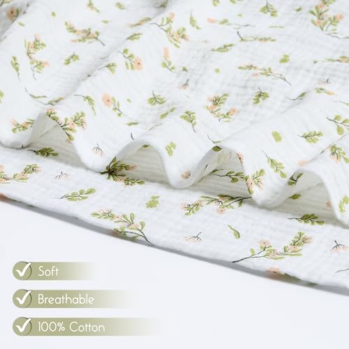 Image of Meracorallo Muslin Swaddle Blanket, 100% Cotton Receiving Blanket Soft and Breathable Swaddle Wrap for Baby Boys and Girls, Flower