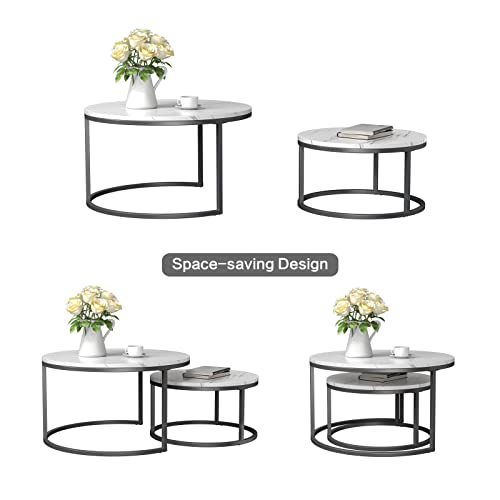Modern Nesting Coffee Tables, Set of 2 for Living Room, Apartment, Office