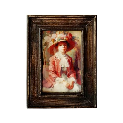 4×6 Picture Frame Rustic Photo Frame Made of Solid Wood High Definition Glass Vintage Distressed Photo Frame for Tabletop Display and Wall Mounting