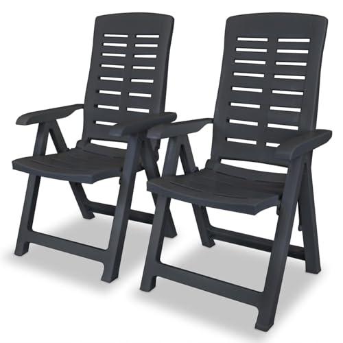 Homgoday Chaise de Salle à Manger,Chaise scandinave Blanche Chaises inclinables de Jardin Lot de 2 Plastique Anthracite