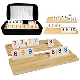 BECKVEC- Dominos Set 4-6 Player, Rumy Cube 6-Player Edition 6 Wooden Frames, 160 Varami Cube Travel Game Set with Portable Box