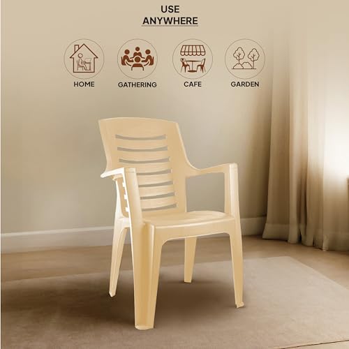 Image of Cello Ultra Chair Set of 4, Matte Beige | Unbreakable, Durable & Strong |Blended PP Material, Easy to Clean |Plastic Chair for Living Room, Home & Office | 3 Years Warranty - Manufacturing Defects