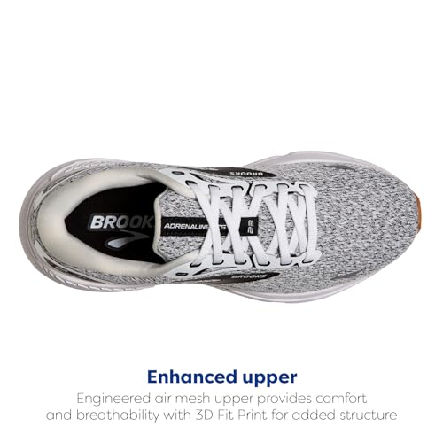 Brooks Men’s Adrenaline GTS 23 Supportive Running Shoe - White/Black - 7.5 Medium