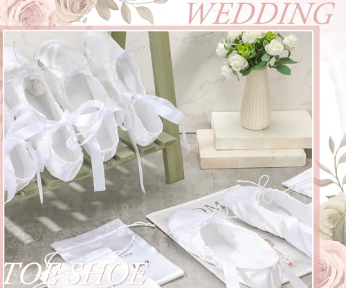 Image of Cuffbow 12 Pairs Wedding Satin Slippers Bulk Foldable Ballet Flats Portable Dancing Shoes Bridal Favor for Guests Bridesmaids White