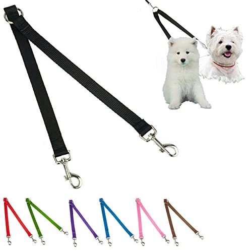 Double coupleur de laisse pour chien avec clip pour collier et harnais (vert foncé)