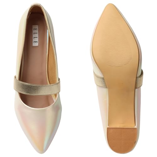 Image of ELLE Women's Mary Jane Style Block Heels Slip-On Pumps