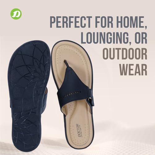 Image of DOCTOR EXTRA SOFT Women's Flat Memory Foam Slippers /Flip-Flops Fashion Stylish Casual Comfortable Diabetic Orthopedic Lightweight Synthetic Slip-On Sandals With Adjustable Strap For Girls D-608