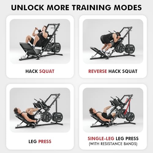 Image of Mikolo Leg Press Hack Squat Machine Combo, Leg Press Machines for Home Gym with Linear Bearing, Hack Squat Machine with Rear and Front Band Pegs, Leg Machine for Full Range Leg Training
