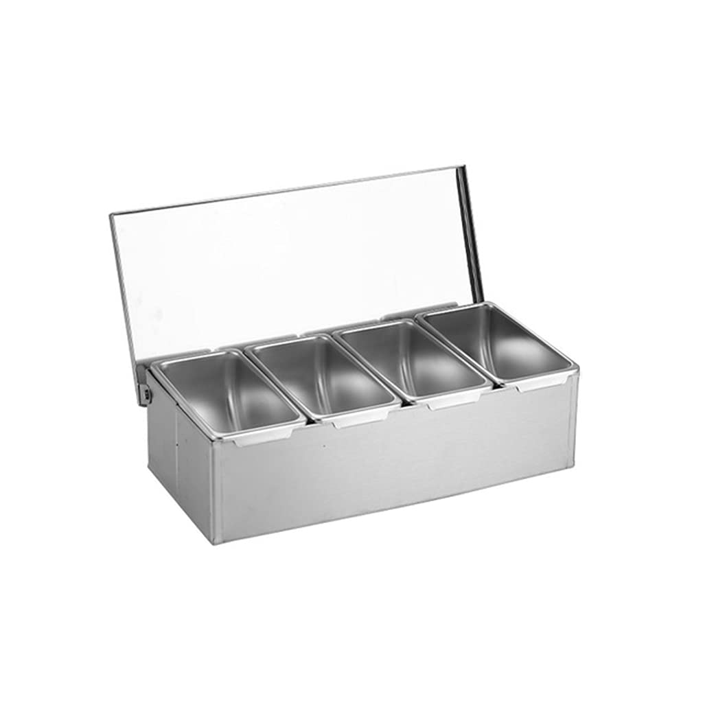 Kalttoy Four Grid Container Stainless Steel Storage Box Steel Box Compartments Household 3‑Grid With Lid Storage Jar Jar Container For Kitchen
