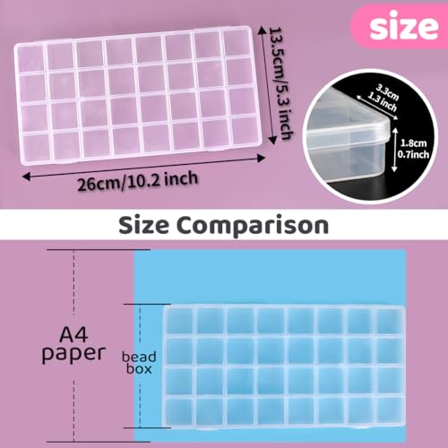 Image of Eppingwin 32 Grids Bead Organizer, Craft Organizers and Storage, Acrylic Organizers, plastic Bead Organizer Box for Crafts Organizing Storing (4 pack)