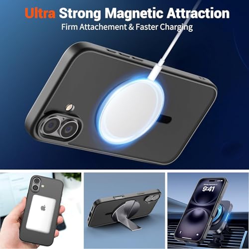 Image of iPhone 16 Magsafe Hard Back Case | Matte Design & 360 Protection | Military-Grade Apple iPhone 16 Cover | Strong Magnet Back - Black