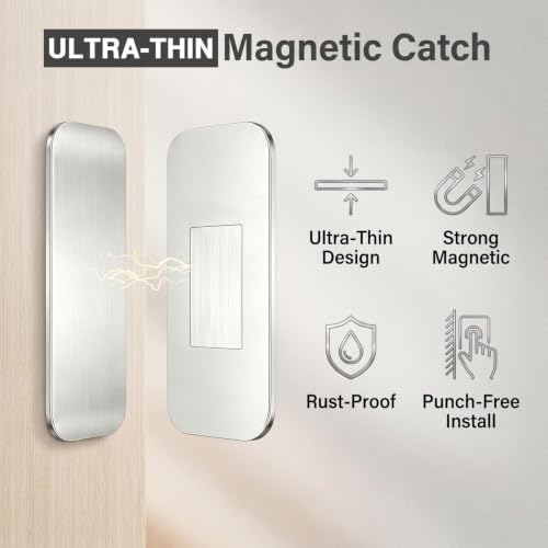 4 Pack Ultra Thin No Drill Magnetic Cabinet Door Catch for Kitchen Cupboard - 1