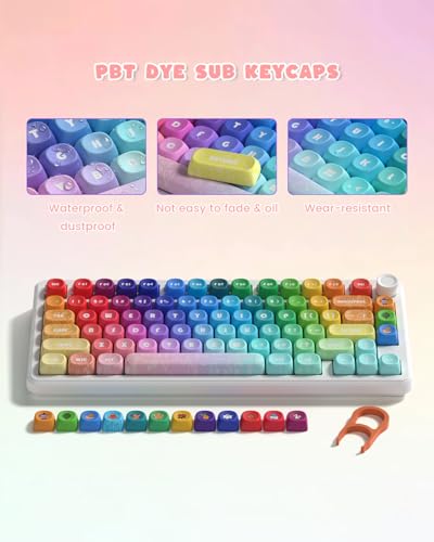 Image of MOA Profile PBT Keycaps, 131 Keys Dye-Sublimation Custom Keyboard Keycaps Cute Rainbow Key caps for Cherry Gateron MX Swithes Mechanical Keyboards