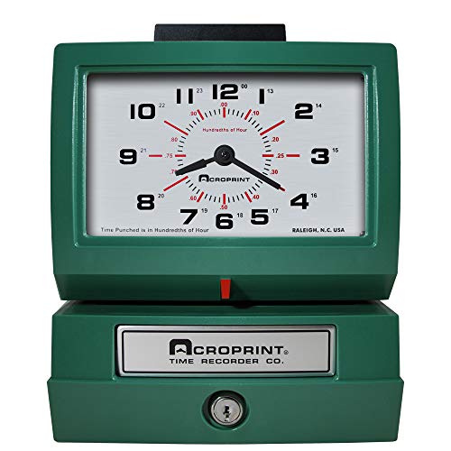 Acroprint 125ER3 Heavy Duty Manual Time Recorder for Day of The Week and Hour (0-23) and Hundredths Time Clock