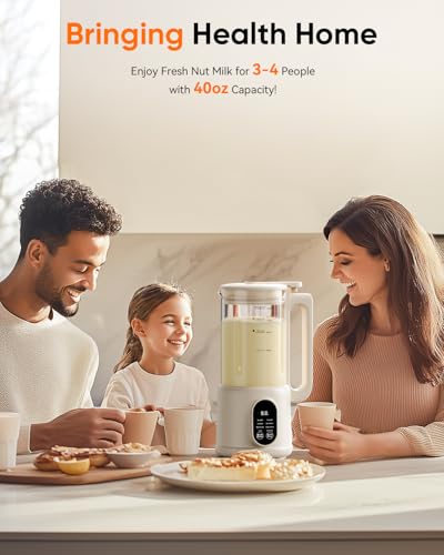 8-in-1 Automatic Nut Milk Maker Machine, 34oz Heated Plant-Based Milk Machine with Auto-Clean, 10-Blade System for Creamy Almond, Oat, Soy & Dairy-Free Milk, 12H Timer - Image 3
