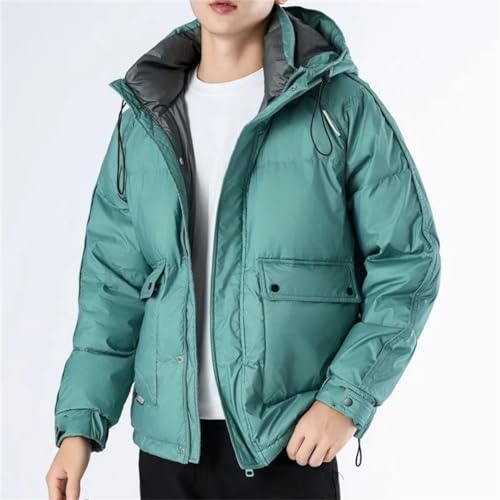Men's Light Down Jacket Winter Thickened Warm Stand Collar Hooded Solid Color Jacket2