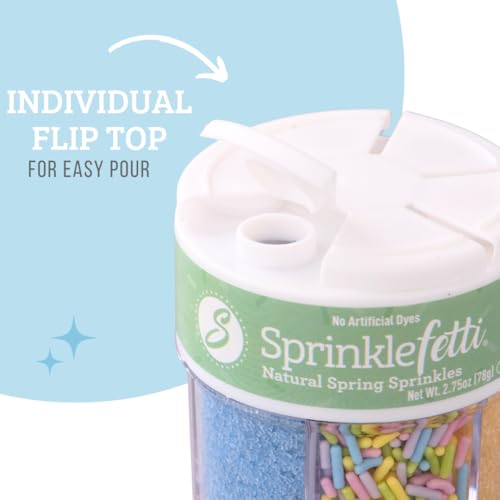 Image of Sweets Indeed Dye Free Pastel Sprinkles 6 Cell, Yellow Blue Purple and Pink Sugar with Pastel Jimmies, No Artificial Dyes, Edible Cake Decorations Baking Ice Cream Cookies Cupcake Topper, 2.75 ounces