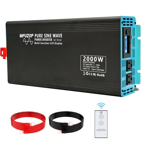 Amazon.co.jp: MFUZOP インバーター 2000W 正弦波 24V DC〜110V