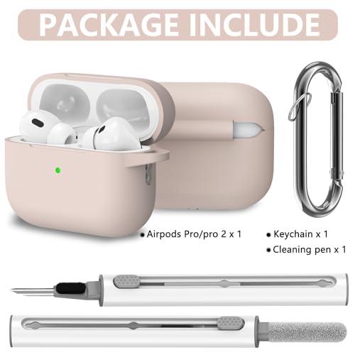 Image of Ljusmicker for AirPods Pro Case Cover with Cleaner Kit,Milk Tea | Silicone Protective Cover for Apple AirPods Pro 2nd /1st Generation Case with Keychain for Women Men,Shockproof