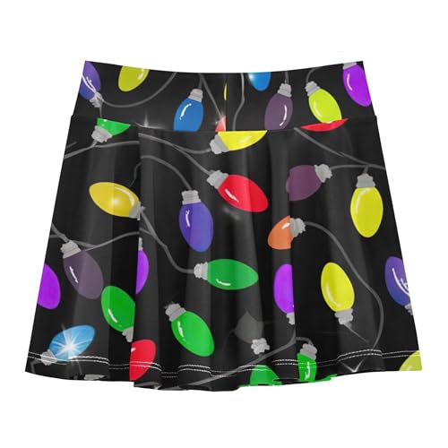 Girls Skorts Athletic Shorts Toddler Tennis Skirts Custom Butterfly Skirt Colorful Christmas Lights Black 3t2