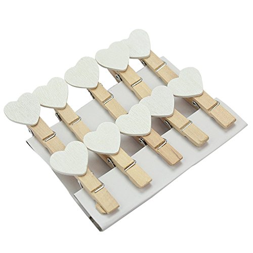 Mural Art 50pcs White Heart Mini Wedding Party Wooden Pegs Clips Clothespins Kids Crafts Picture Holder